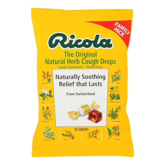 Ricola Natural Herb Drops for Cough, 50 ct, 12-Pack