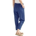 thumbnail image 3 of Niuer Linen Capris Pants For Women Ankle Length Beach Casual Pants High Waist Straight Plain Pants Size S-3XL, 3 of 3