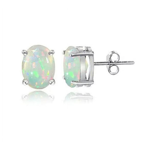 925 STERLING SILVER GENUINE Opal 5X7 OVAL STUD EARRINGS