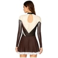 thumbnail image 2 of SiiRoh Women's Sparkly Rhinestone Figure Skating Dress Long Sleeve Keyhole Back Lyrical Dance Dress Umber M, 2 of 6