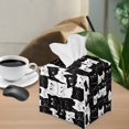 thumbnail image 5 of FUIALDOLG Cute Tissue Box Cover Square, Black White Kitty PU Leather Tissue Box Holder Waterproof, Decorative Facial Organizer for Bathroom, Vanity Countertop, Car, 5 of 7