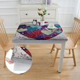thumbnail image 2 of HAOXIT Elastic Edged Polyester Fitted Table Cover, Cute Smiley with Love Valentines Hearts and Clouds on Sea Kids Print Fitted Square Tablecloth, Fit Square Table for Kitchen &amp; Party 52*52, 2 of 8