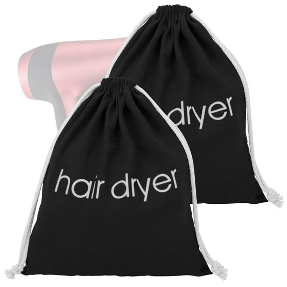 Tripumer 2 pack Hair Dryer Bag - 13.4x11.8inch Velvet Pouch for Travel, Gym, Home Storage - Black