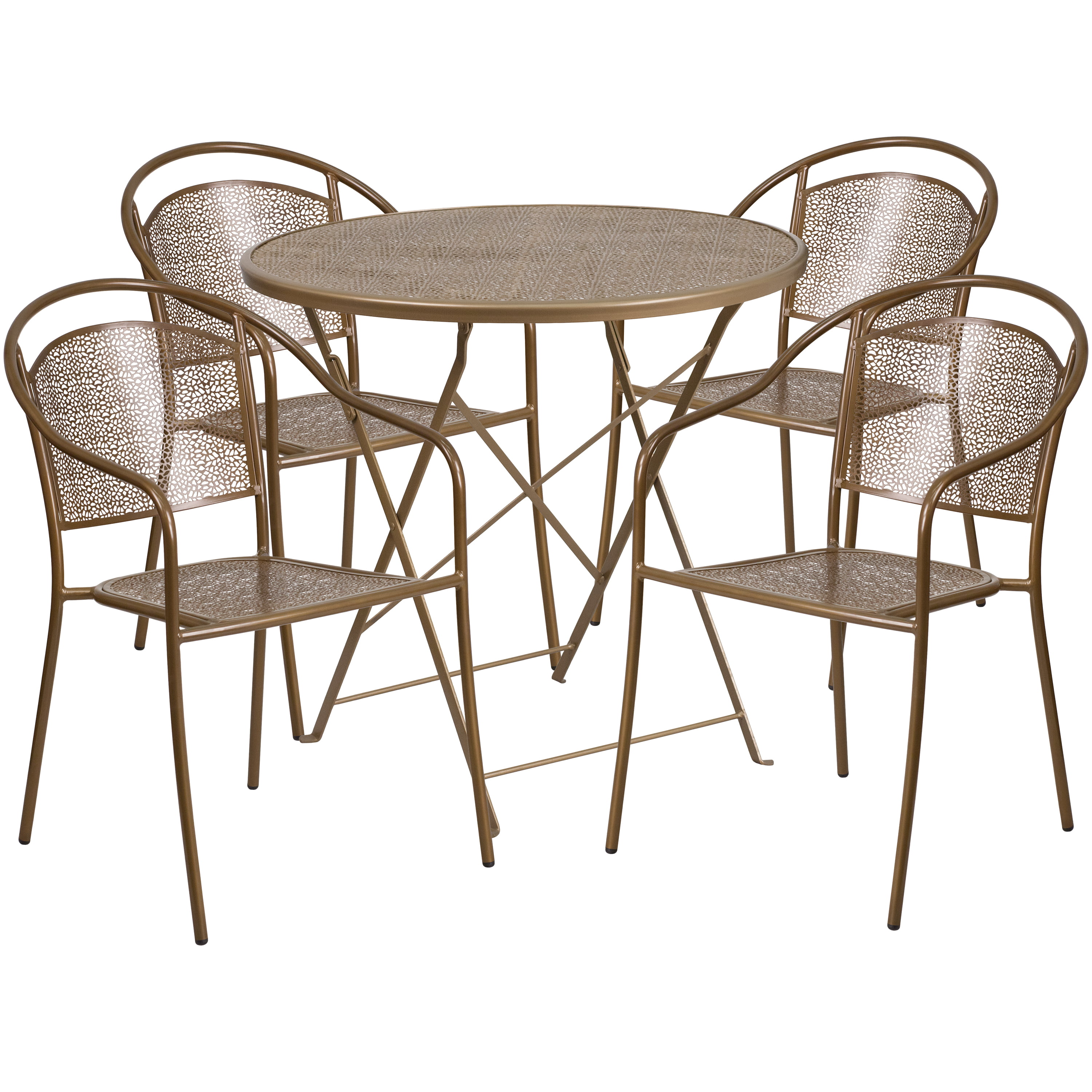 Flash Furniture 30 Round Indoor Outdoor Steel Folding Patio Table Set