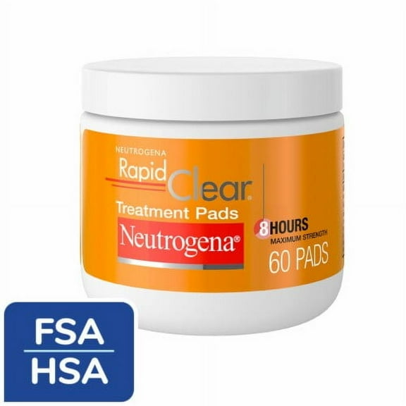 Neutrogena Rapid Clear Maximum Strength Acne Face Pads with 2% Salicylic Acid Acne Medication 60 ct