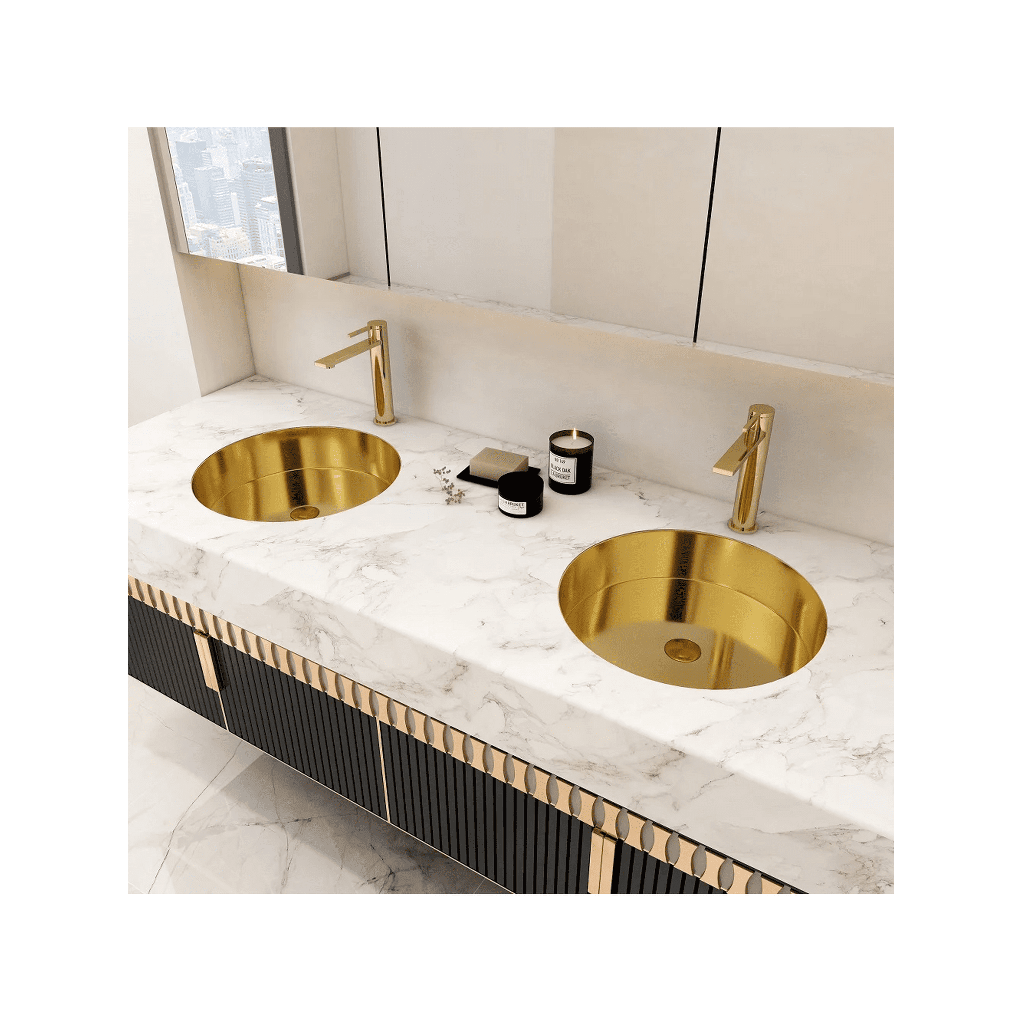 Brushed Gold Modern Luxury Stainless Steel Round Sink