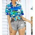 thumbnail image 6 of LA LEELA Button Down Shirt for Women Casual Beach Party Blouse Shirt Summer Short Sleeve Vacation Tops Button up Hawaiian Shirts Blouses for Women S Beach Surf, Blue, 6 of 6