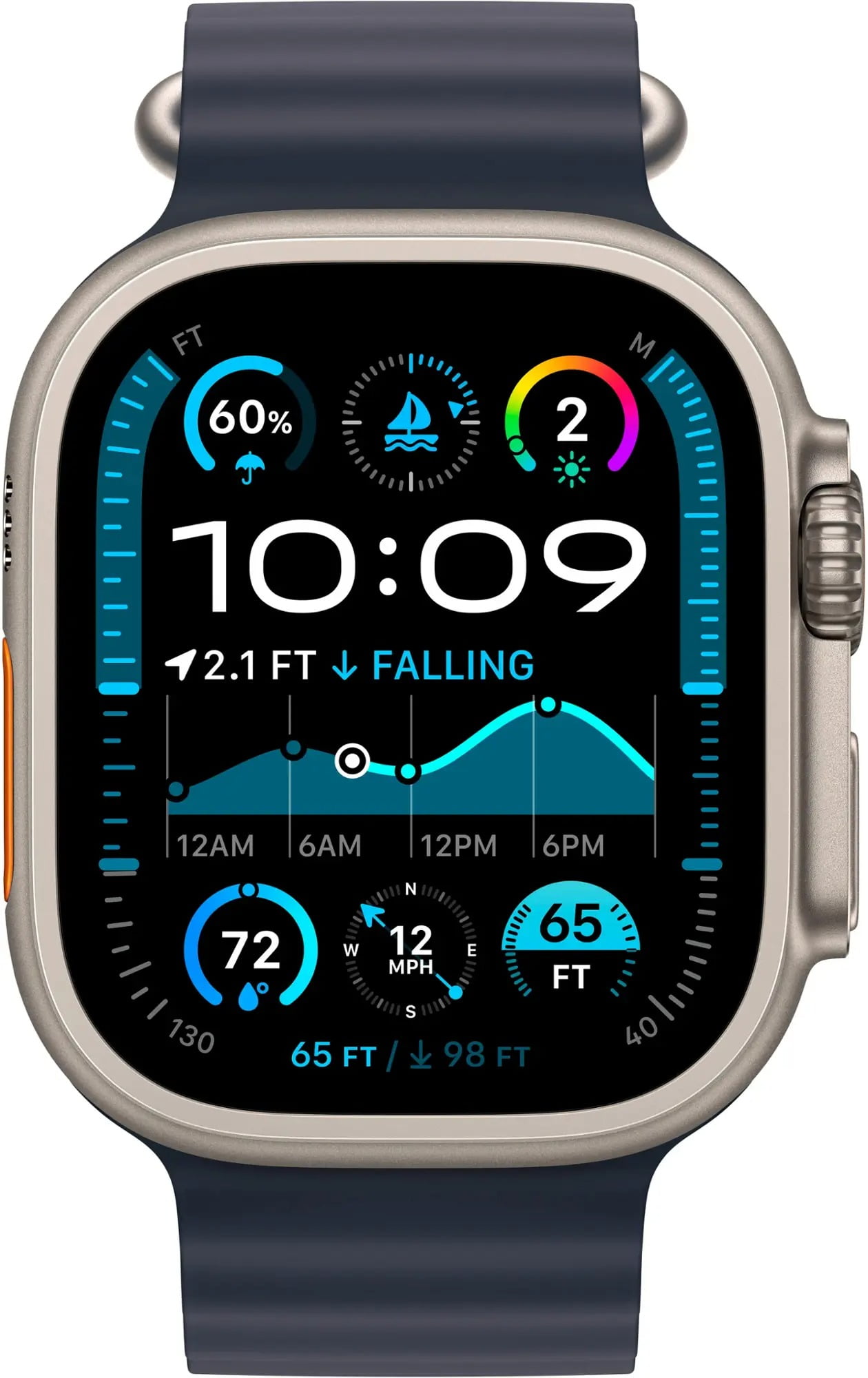 Restored Apple Watch Ultra 2 (GPS + LTE) 49MM Titanium Case Navy Ocean Band (Refurbished)
