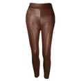 thumbnail image 2 of Baberdicy Women's Pants Fashion Womens Solid Splice Casual Trousers Leather Tight Leggings Pants Leather Pants Coffee, 2 of 3