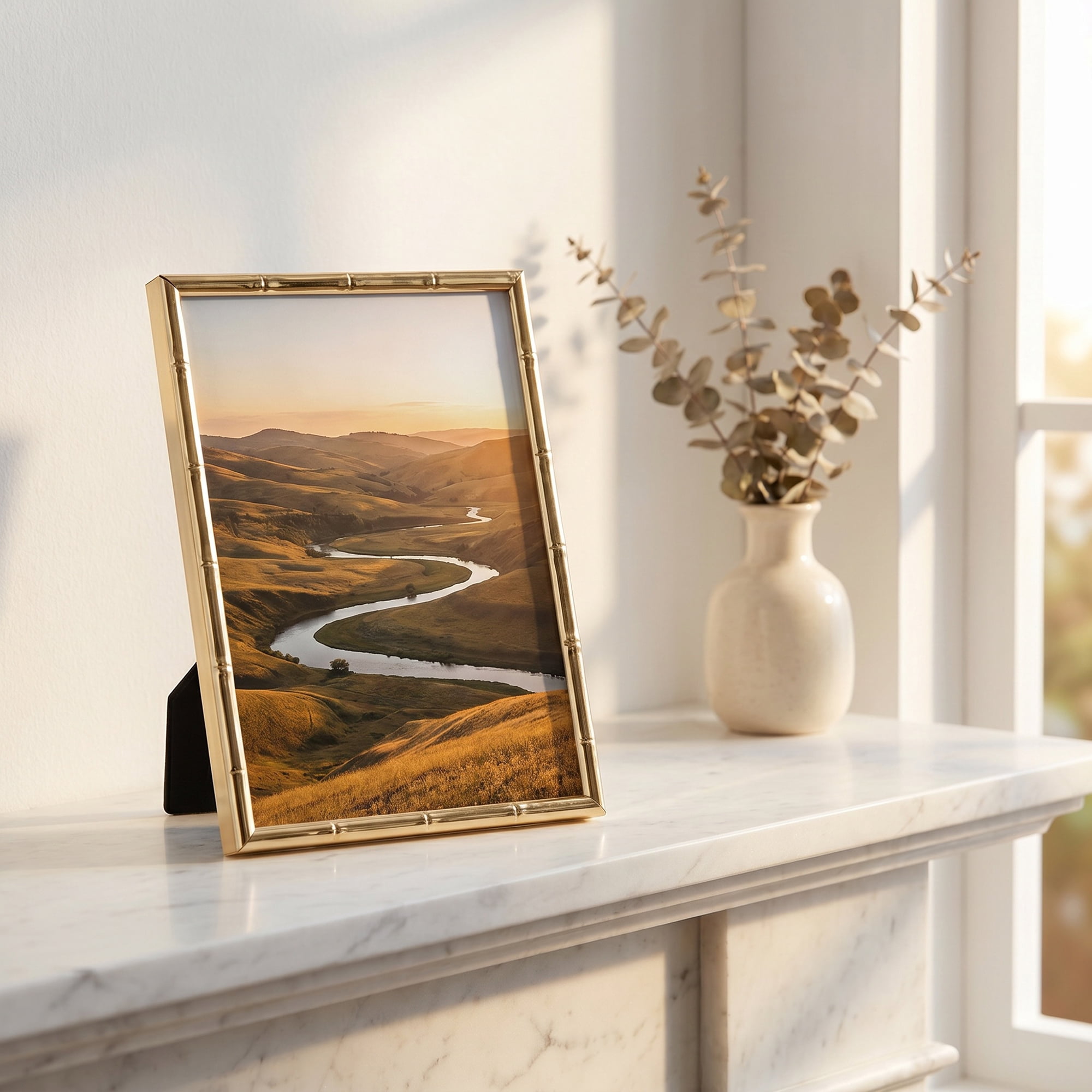 Unique Bargains Metal Picture Frame Chinoiserie Photo Frame with HD Glass Gold 4" x 5"
