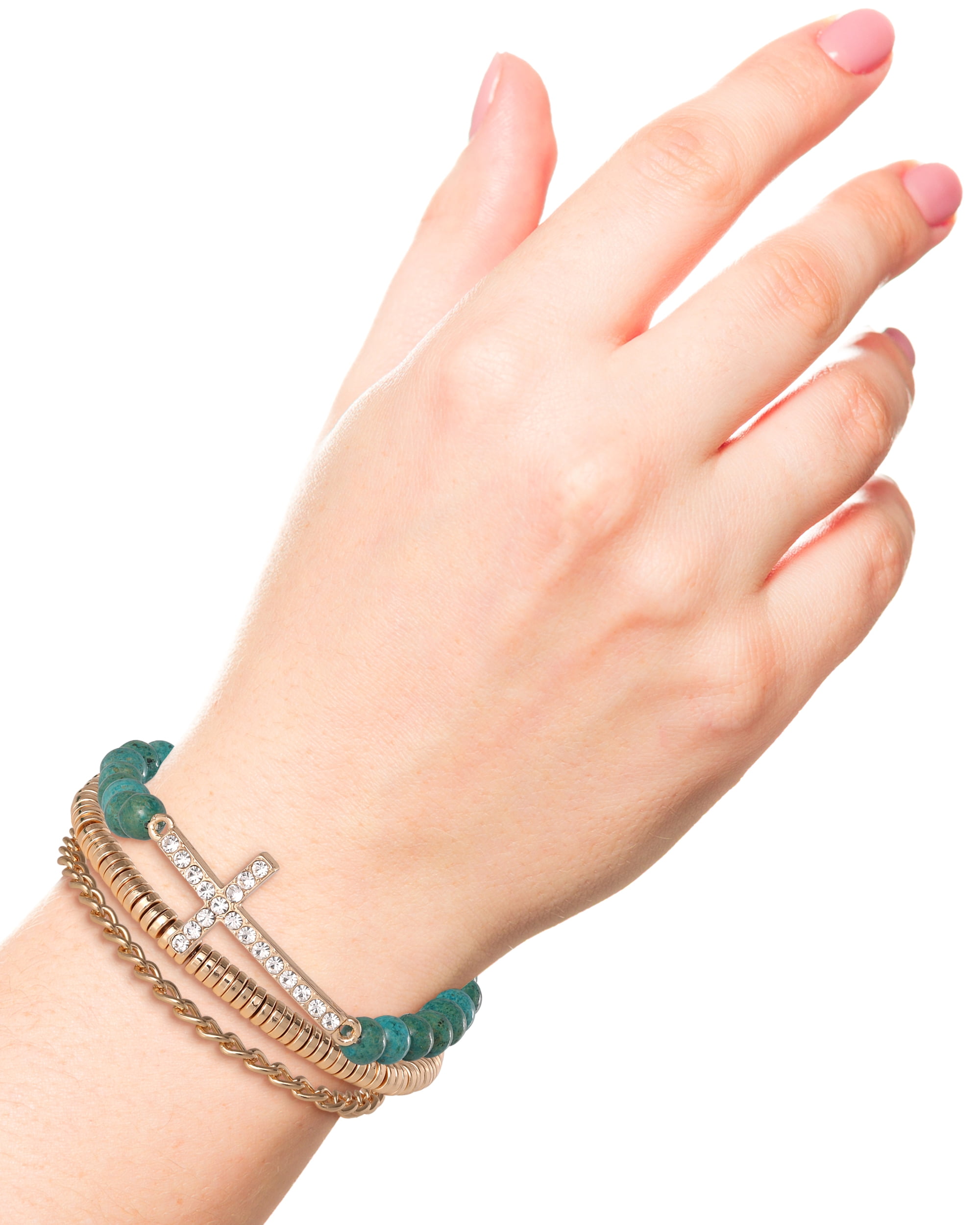 Jessica Simpson Women's Cross Bracelet Set, 3-Piece