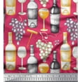 thumbnail image 1 of Soimoi Modal Satin Fabric Grapes,Wine Glass & Bottle Print Sewing Fabric Yard 42 Inch Wide, 1 of 3