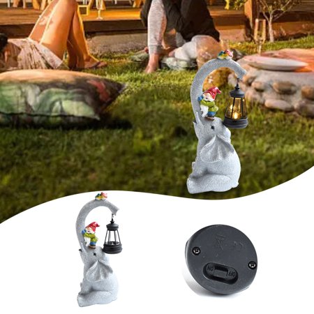 DVKOVI Outdoor Christmas Lights Solar Outdoor Garden Statues Lights, Elephant Figurines with Cute Birds Garden Sculpture Decor, Unique Housewarming Gifts and Yard Decoration