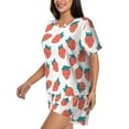 thumbnail image 2 of Wukai Strawberries Print Women's Pajama Set - Short-Sleeve Top and Shorts with Elastic Waistband and Pockets for Loungewear, Yoga, and Casual Wear-Medium, 2 of 8