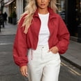 thumbnail image 5 of Husipze Womens Windbreaker Cropped Jackets Lightweight Drawstring Long Sleeve Stand Collar Full Zip Up Hooded Sports Jacket Red XXL, 5 of 8