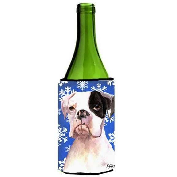 Cooper Winter Snowflakes Boxer Wine bottle sleeve Hugger 24 oz.