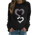 thumbnail image 1 of Penkiiy Femmes Imprimé Saint-Valentin Raglan Manches Longues Pull Décontracté Chandail à Capuchon 3TG Noir, 1 of 1