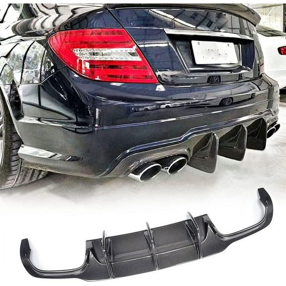 Carbon Fiber Rear Bumper Diffuser Fits for Mercedes Benz C Class W204 C300 Sport C63 AMG Sedan 2012-2015 CF Lower Bumper Lip Spoiler
