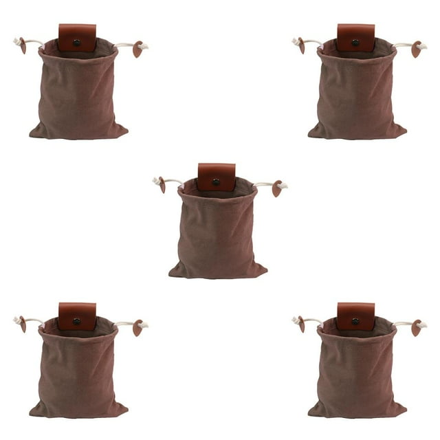 Soidarity Bolsa de forraje PU Mini Mushroom Cosecha Bolsa Llaves Monedas Contenedor Acampar al aire libre Cinturón marrón marrón 5piezas