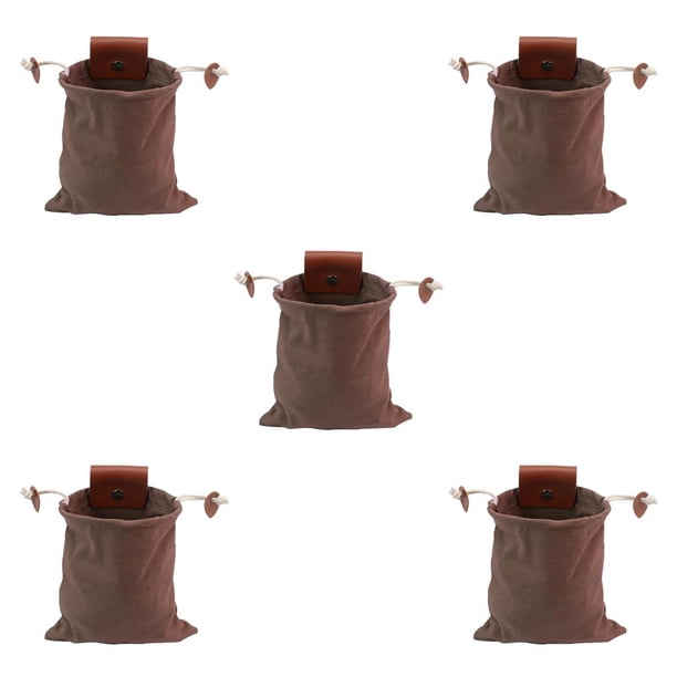 Soidarity Bolsa de forraje PU Mini Mushroom Cosecha Bolsa Llaves Monedas Contenedor Acampar al aire libre Cinturón marrón marrón 5piezas