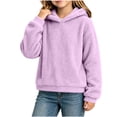 thumbnail image 3 of Fancifize Sherpa Fleece Warm Hoodie for Girls Teens Fuzzy Long Sleeve Winter Hooded Sweatshirt with Pockets 5-15 Years, 3 of 7