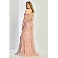 thumbnail image 2 of Women's Adora Design 3238 Off Shoulder Beaded Fitted Bodycon Long Prom 2026 Gown Silver Size 12, 2 of 3