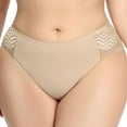 thumbnail image 4 of Elainilye Fashion Womens Plus Size Underwear Comfortable Temperament Lace Oversized Lace Thong Panties Underwear,Beige, 4 of 7