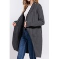 thumbnail image 2 of Women's Rib Banded Open Front Tunic Sweater Cardigan with Pockets, 2 of 3