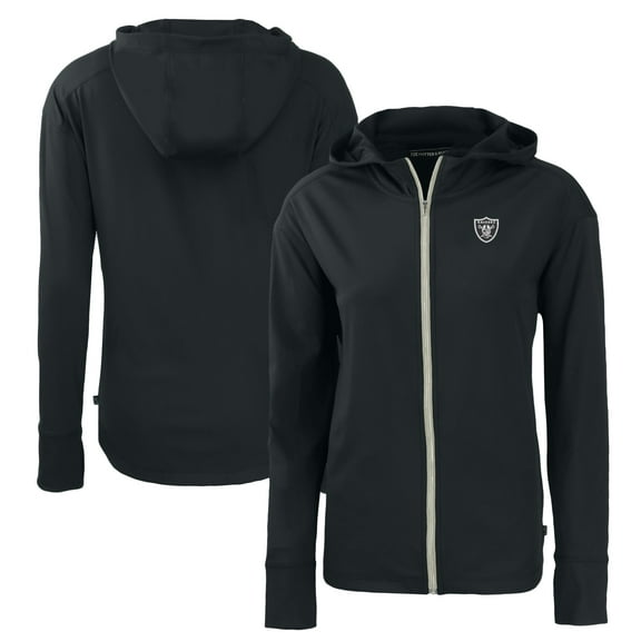 Women's Cutter & Buck Black Las Vegas Raiders Daybreak Eco Recycled Full-Zip Hoodie