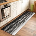 thumbnail image 2 of 2'x6' Rug Runners for Hallways Kitchen, Black Grey Ombre Non Slip Entryway Beside Floor Carpet Runner, Modern Moire Abstract Art Luxury Washable Laundry Room Bedroom Throw Rugs Mat for Family Pet, 2 of 8
