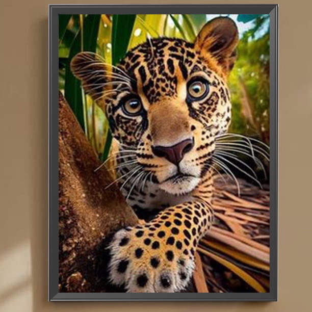 Cuadros Decorativos Diamond Painting 5D DIY taladro cuadrado completo leopardo decoración del hogar (ZQA1030) Wdftyju embutido en tela