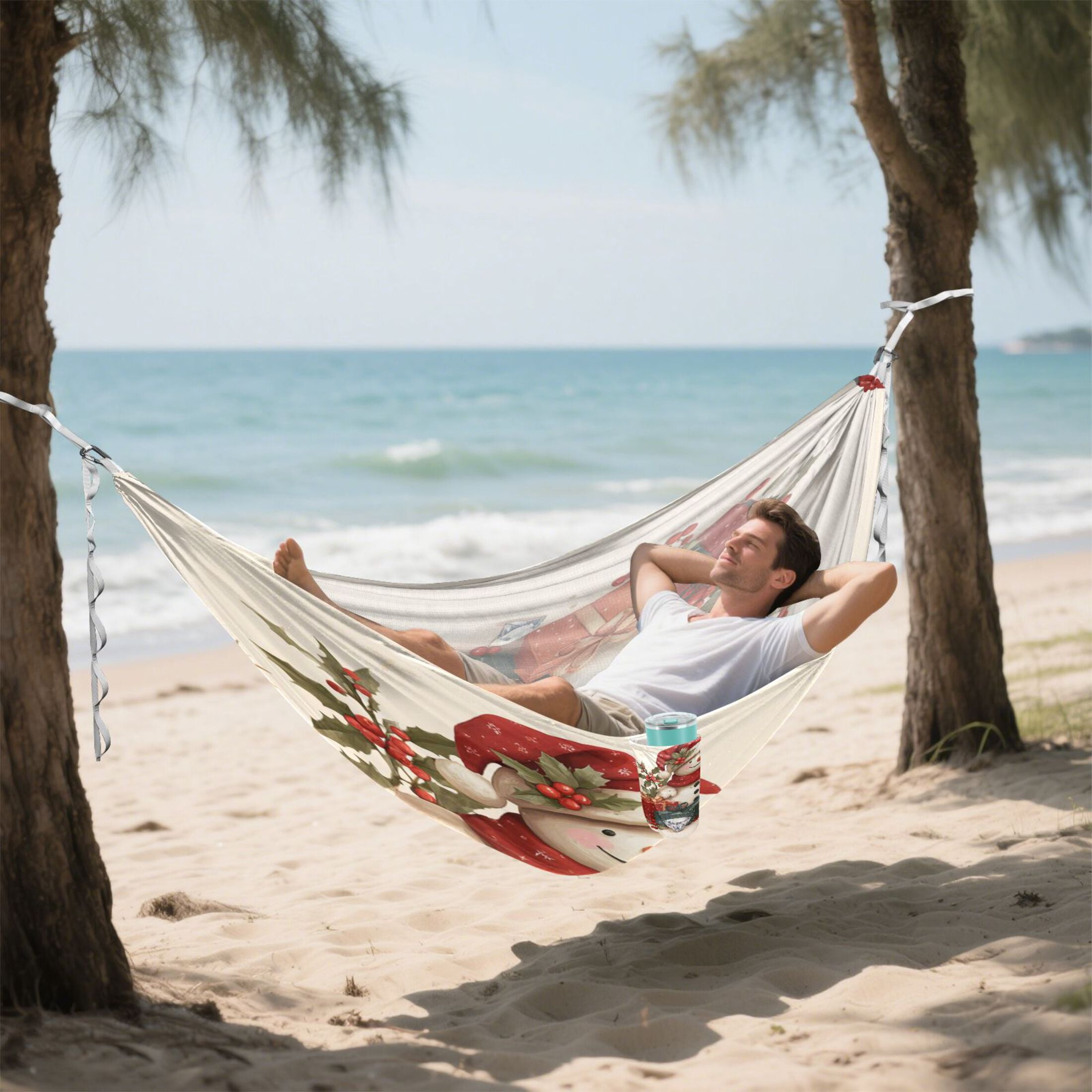 Hammock Camping Hammock Nylon Portable Hammock Travel Camping Hammock Warm Christmas Snowman Beautiful
