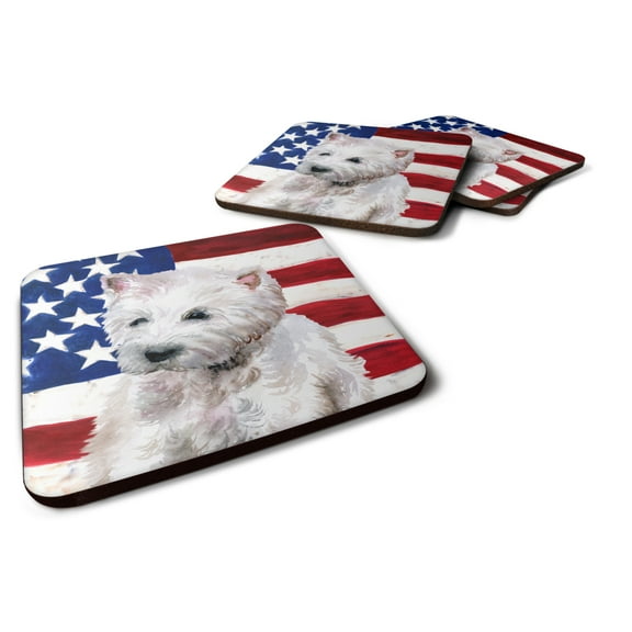 Westie Patriotic Foam Coaster Set of 4