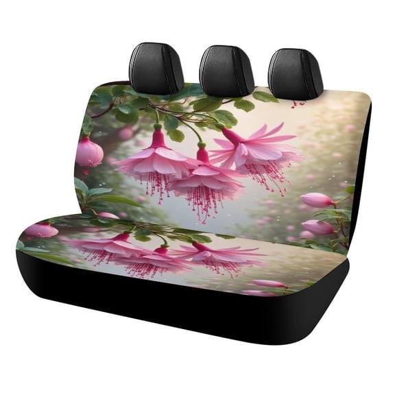 Pink Fuchsia Blossoms Car Rear Seat Covers Back Elastic Flexible Car Seat Covers Decorative Fits Most Cars, SUVs, Trucks And Vans
