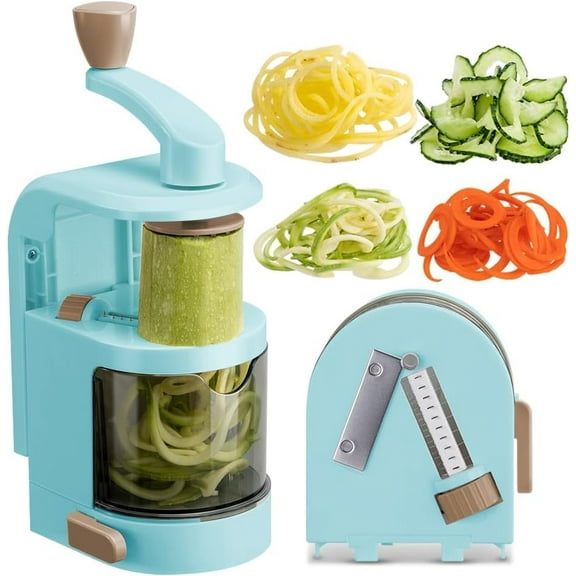 Neighborly Nook Vegetable Spiralizer 4in1 Rotating Blade Veggie Spiralizer Zucchini Noodle Maker with Strong Suction Cup Spiral Vegetable Cutter Slicer