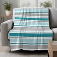 thumbnail image 2 of Grey Blue Striped Blanket Soft Cozy Warm Throw Blanket for Couch, Plush Fuzzy Flannel Fleece Blankets for Sofa, Farmhouse Stripes Modern Abstract Art Bed Blankets Lightweight Gifts for Women, 50"x80", 2 of 9