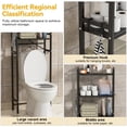 thumbnail image 5 of Tereitr 3-Tier Over The Toilet Shelf, Adjustable Freestanding Bathroom Storage Organizer, Metal Shelf Above Toilet Rack with Space Saving Design, 5 of 9