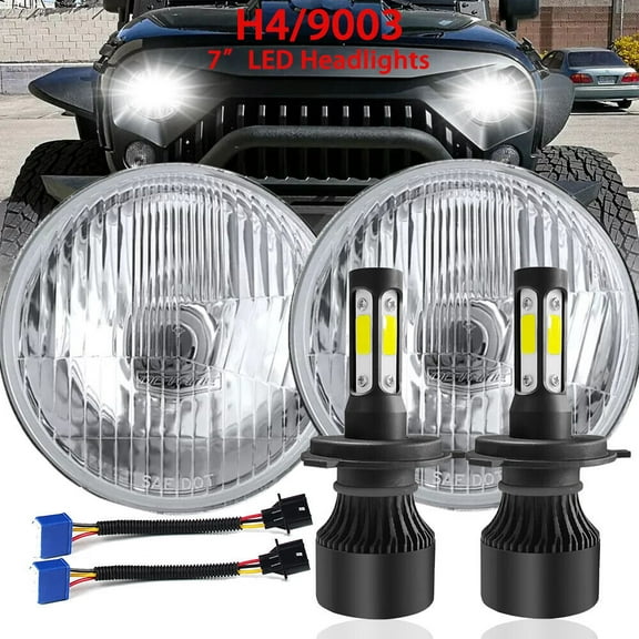 Newest 7" Inch Round LED Headlights Halo Lamp For Jeep Wrangler JK JKU TJ LJ CJ