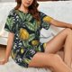 thumbnail image 4 of Balery Citrus Fruits Elegant Lemons Conjunto de Pijama para Mujer con Estampado, Dos Piezas de Manga Corta y Shorts, Ropa de Dormir Suave con Cuello Redondo y Bolsillos-Large, 4 of 6