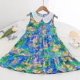 thumbnail image 2 of Hrsba Kids Summer Dress,Casual Sleeveless Dress for Girls,Summer Girl Children's Sleeveless Doll Collar Cotton Silk Skirt Children's Baby Cool Painted Printed Dress Big Skirt Beach Skirt, 2 of 3