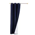 thumbnail image 3 of Gorgeous Home Linen 1 Panel Faux Silk Navy Blue Color Lined Blackout Room Darkening Window Curtain Drapes with Grommets 63" Length, 3 of 7