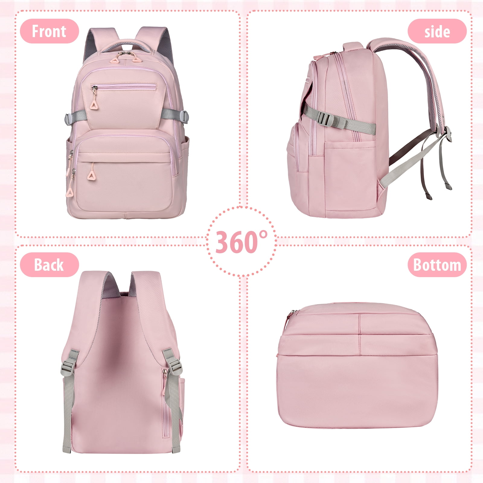Gynky School Backpack, Large Capacity Bookbag Cute Girlish Water-Resistant Laptop Backpacks for Teen Adults Tween, Fashion Aesthetic Lightweight Travel Daypack for Women Middle School College