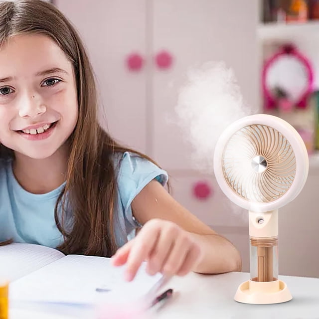 Kieccall Portable Small Fan with Built in Night Light Compact Cooling Light for Home Office Dorm Desktop Daily Use