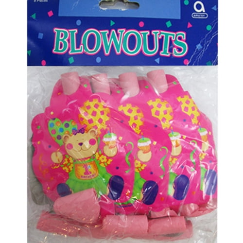 1st Birthday Baby Bear Pink Blowouts (8ct)