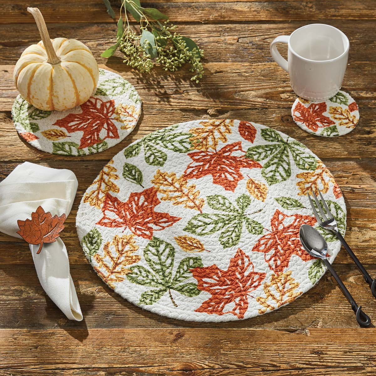Park Designs Fall Leaves Printed Braided 15" Placemat Set of 4
