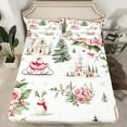 thumbnail image 2 of Manfei Santa Claus Christmas Twin Sheet Sets for Child, Pink Rose Flower Twin Fitted Sheet, Princess Castle Flat Sheet, Breathable Home Decor, 3pcs, 2 of 7