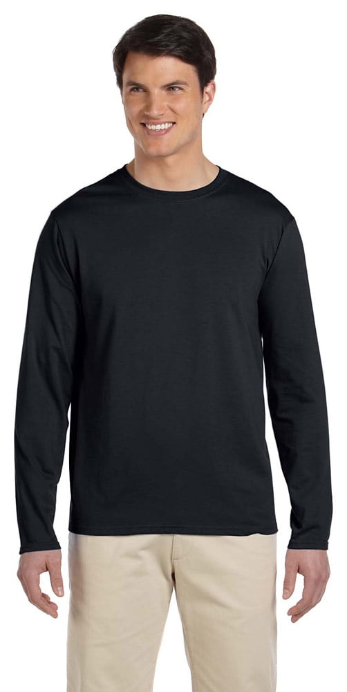Gildan - Gildan G644 Softstyle Long-Sleeve T-Shirt -Black-2X-Large ...