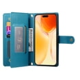 thumbnail image 6 of for iPhone 16 Case with Card Holder, Retro Premium PU Leather Shoulder Wrist Strap Zipper Kickstand Flip Cover Women Girl Wallet Phone Case for iPhone 16, Blue, 6 of 11
