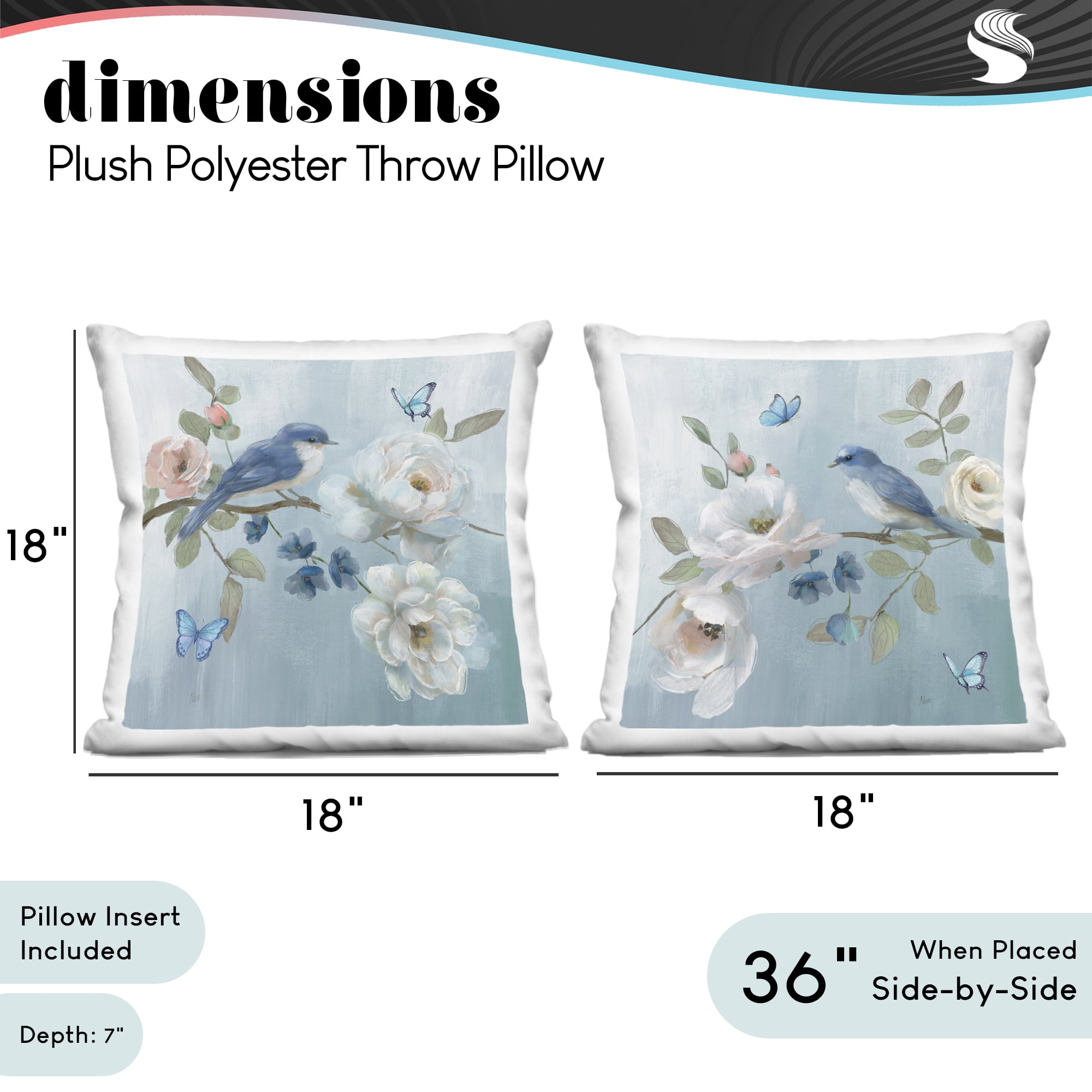 Stupell Industries Nature's Tranquility Florals 2 Piece Decorative Printed Throw Pillow Set, design by Nan, 18 x 7 x 18