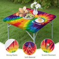 thumbnail image 4 of Colorful Tie Dye Pattern Square Fitted Tablecloth with Elastic Edge,Square Table Cover,Washable Elastic Table Cover for Home Kitchen Party Decor 34"x34", 4 of 6